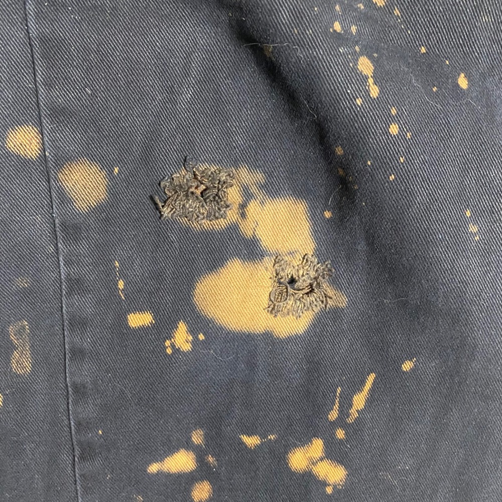 Raw Edge Grunge Y2K Bleach Splatter Distressed Carpenter Jeans Black 34x34 - Picture 5 of 14